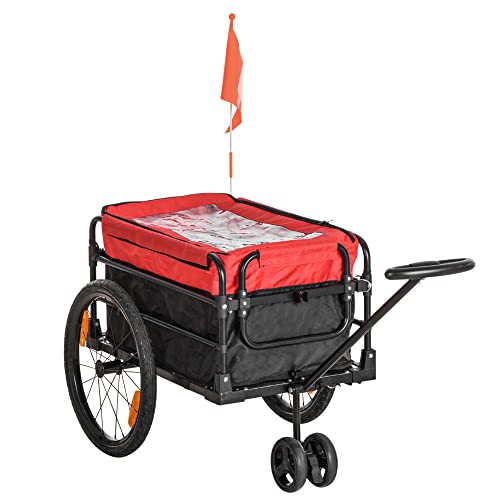 HOMCOM 2 en 1 Remolque de Bicicleta para Carga 40 kg Carro de...