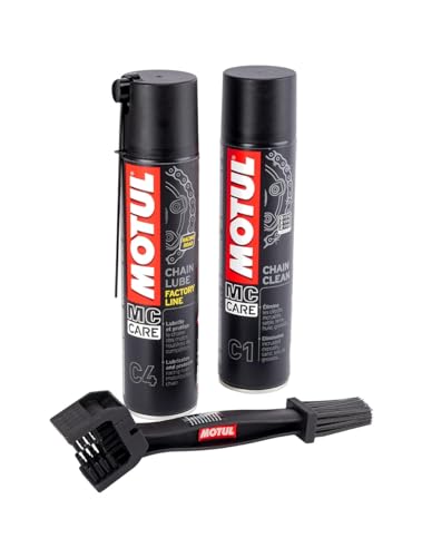 Motul - Kit de limpiador lubricante para cadena C4 400 ml +...