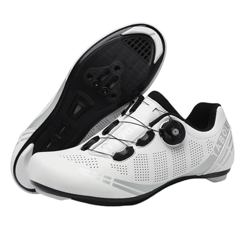 Hixingo Zapatilla de Ciclismo Hombre Mujere Blanco Zapatos...