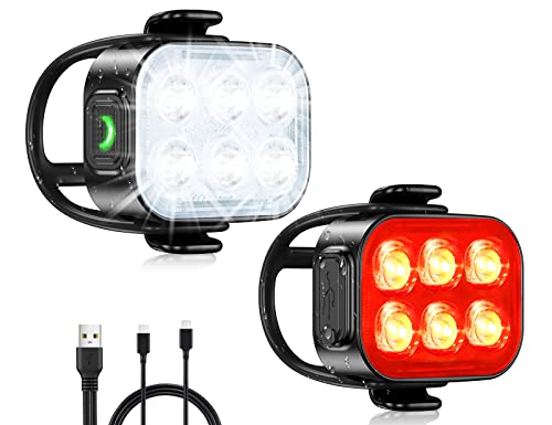 Glangeh Luz Bicicleta Recargable USB, Luces Bicicleta Delantera y...