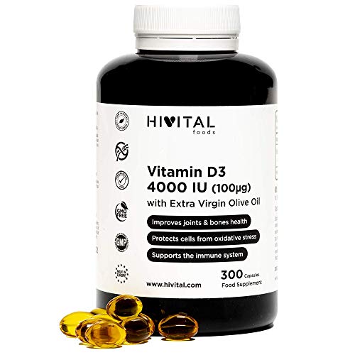 Vitamina D3 4000 UI | 300 perlas para 10 meses | Vitamina D...