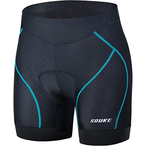 Souke Sports Pantalon Corto Ciclismo Mujer 4D Acolchado,...