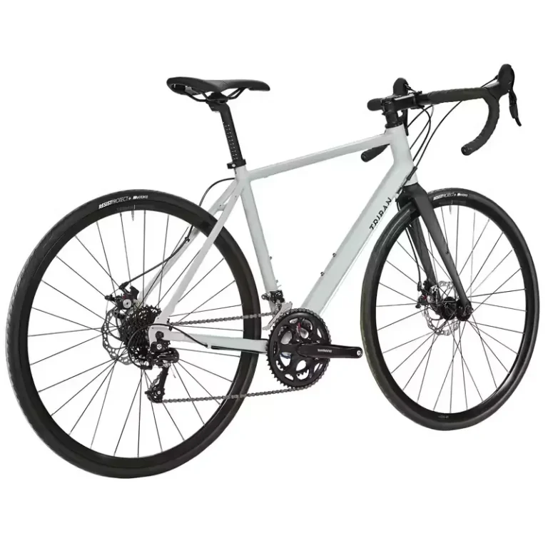Bicicleta de carretera aluminio freno de disco Triban RC 120 azul gris claro 1