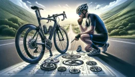 Ciclista calculando desarrollos para optimizar rendimiento