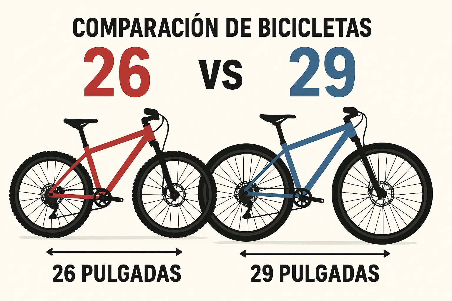 Comparación científica bicicletas 26 vs 29 pulgadas