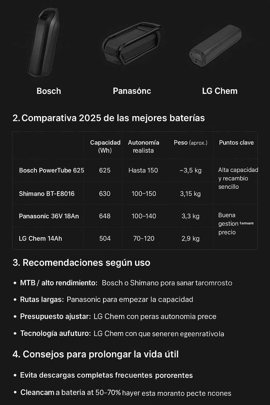Mejores baterías para bicicletas eléctricas 1 Comparativa 2025 de las mejores baterías para bicicletas eléctricas Bosch, Shimano, Panasonic y LG Chem
