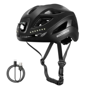 Casco de bicicleta ROCKBROS con luz, con USB 1800 mAh, transpirable, 58-60 cm