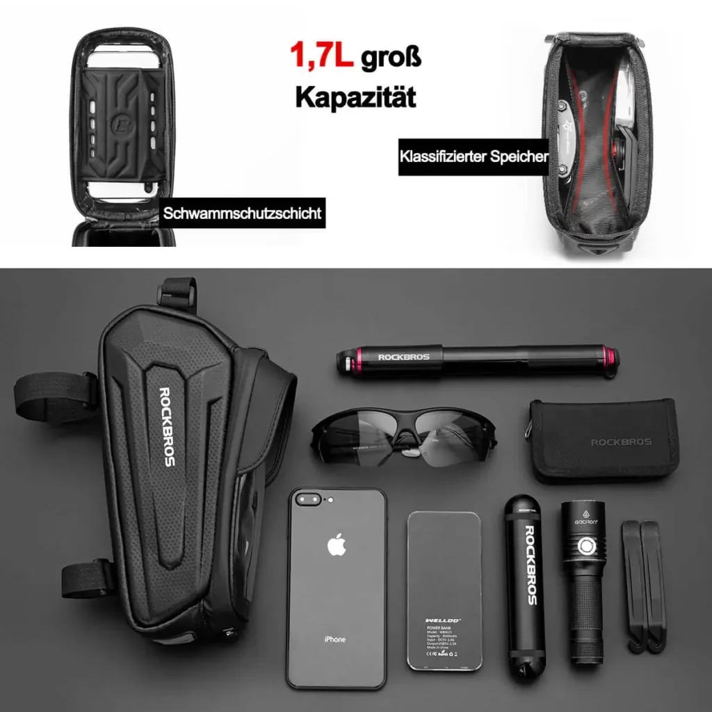 Gran capacidad interior de la bolsa de cuadro ROCKBROS
