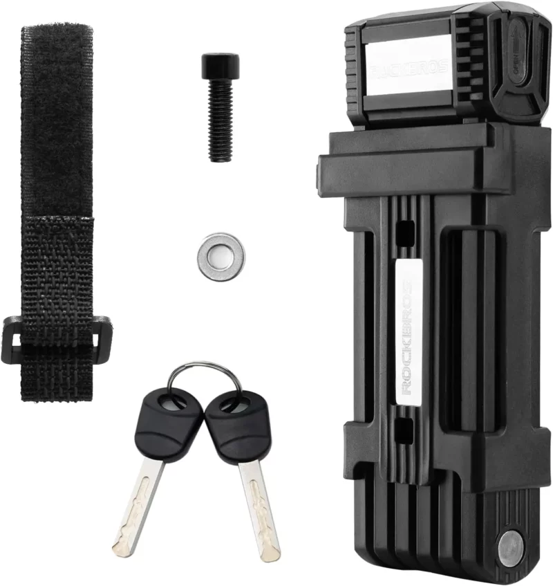 ROCKBROS Candado Plegable de Bicicleta Cerradura Antirrobo 65 88 cm con Soporte Candado de Seguridad para Motocicleta MTB Bici Carretera