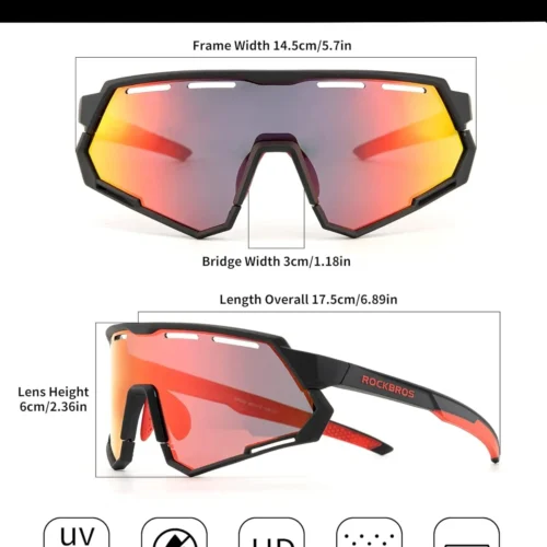 ROCKBROS Gafas de Ciclismo para Hombre Mujeres 2 Lentes Intercambiables