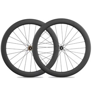 Juego de ruedas de carbono Bikepa perfil 55mm para ciclismo de carretera y gravel, montaje artesanal.