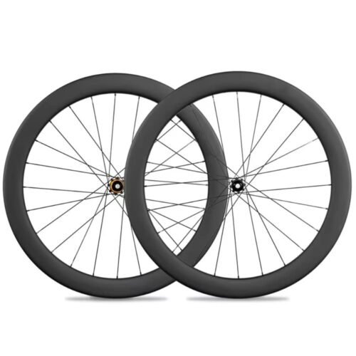 Juego de ruedas de carbono Bikepa perfil 55mm para ciclismo de carretera y gravel, montaje artesanal.