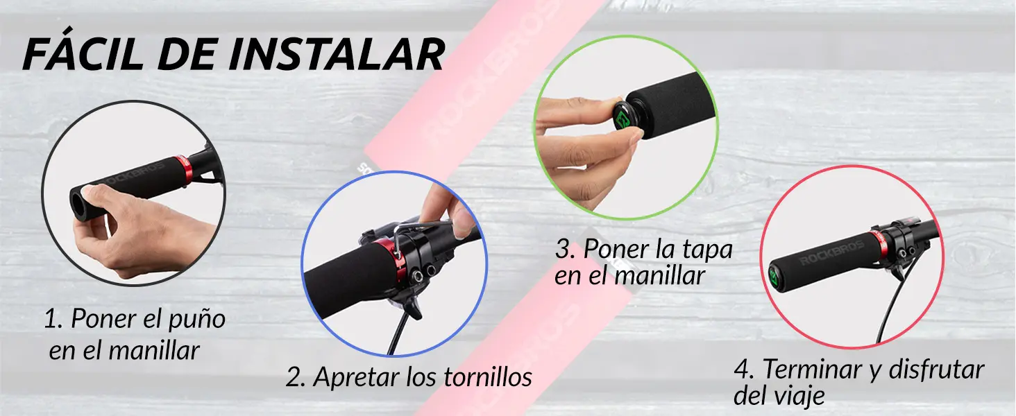 Puño de espuma cómodo y transpirable instalado en el manillar de una bicicleta de montaña
