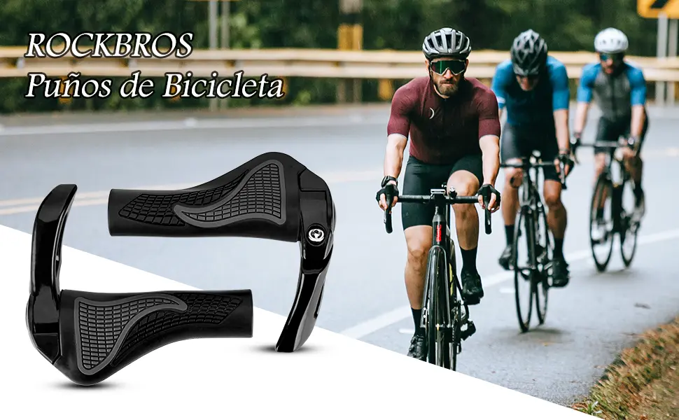 Punos ergonomicos para manillar de bicicleta 1 par antideslizantes para manillares de MTB de 222 mm Material TPR PP Aleacion de aluminio