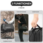 Bolsa para bicicleta tipo alforja, 9L, repelente al agua – incluye funda para la lluvia y correa ajustable para el hombro