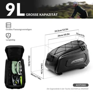 ROCKBROS Bolsa para bikepacking de bici tipo alforja 9L medidas