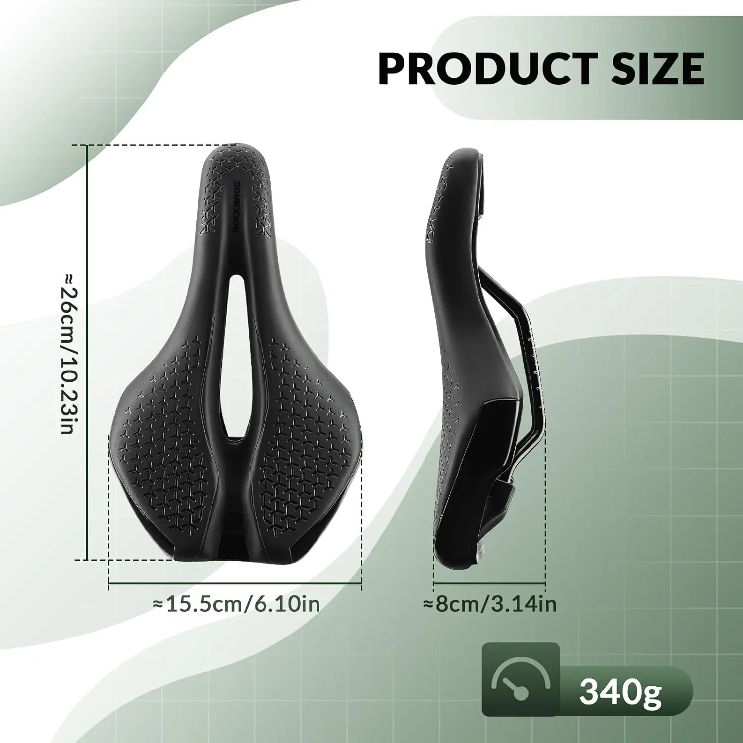 Sillín ROCKBROS ergonómico 340 g para MTB, carretera, gravel y e-bike — hombre y mujer
