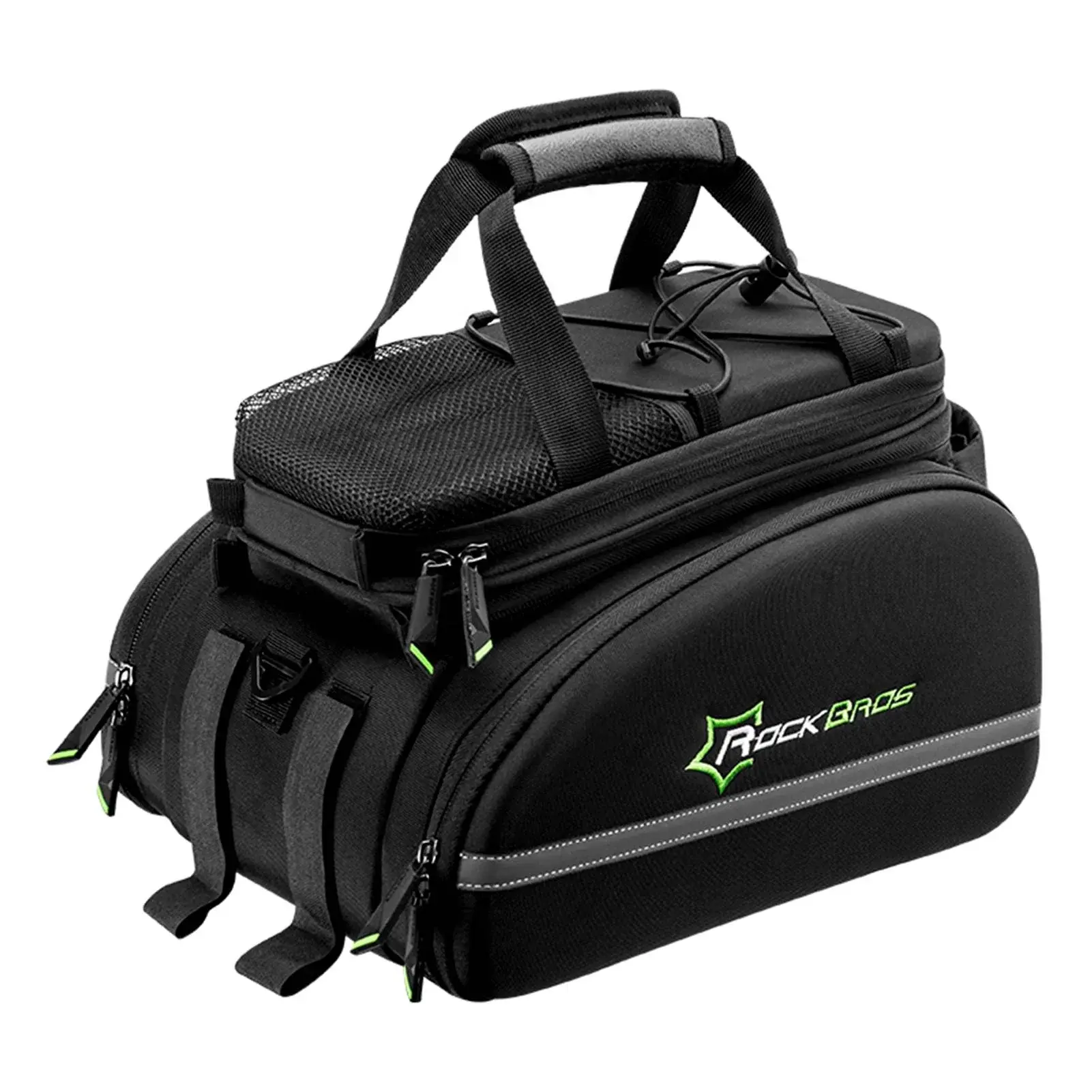 Vista lateral de la bolsa trasera para bicicleta ROCKBROS modelo A6 en color negro